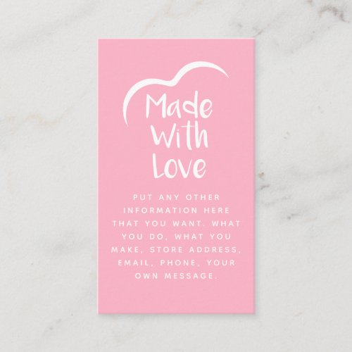 Pink and white made with love heart Silhouette Enclosure Card