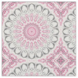 Pink and White Mandala Pattern Design Fabric