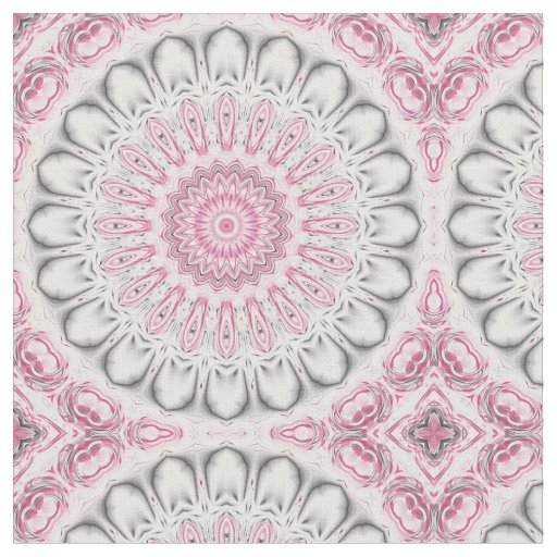 Pink and White Mandala Pattern Design Fabric