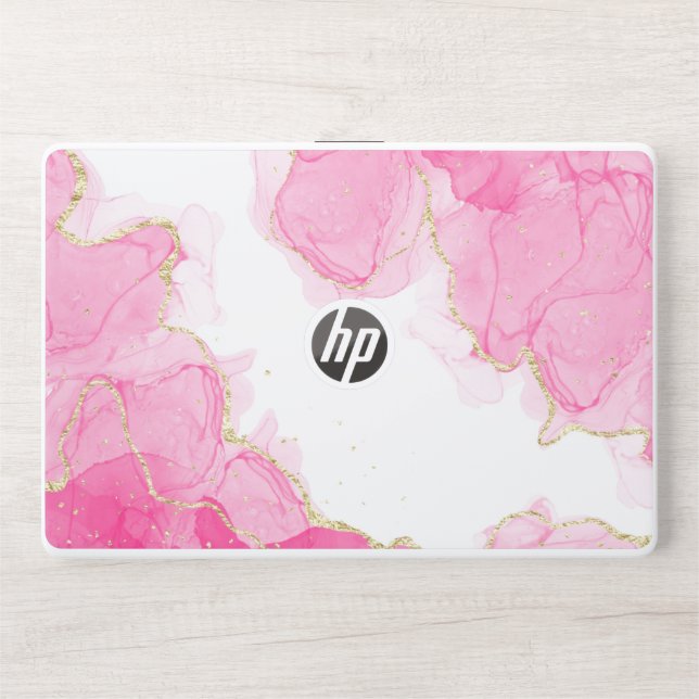 Pink and White Marbel HP Laptop skin 15t/15z, (Front)