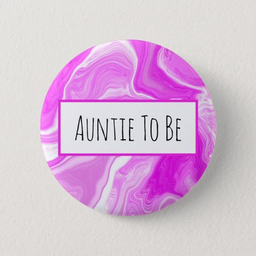 Pink and White Marble Auntie to be Baby Shower    Button