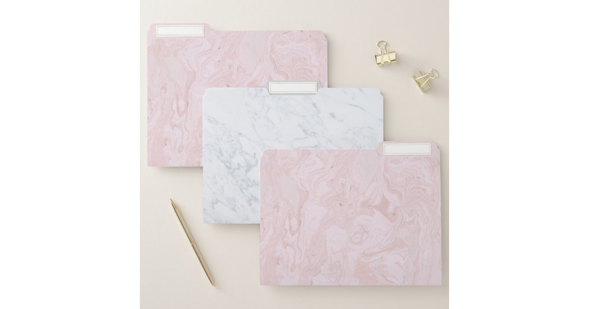 Pink and White Marble File Folders Zazzle
