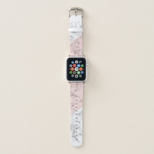 Pink and White Marble Look Watch Band