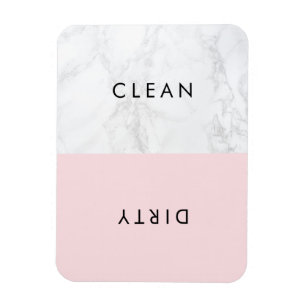 Pink and White Marble Modern Typography Dishwasher Magnet