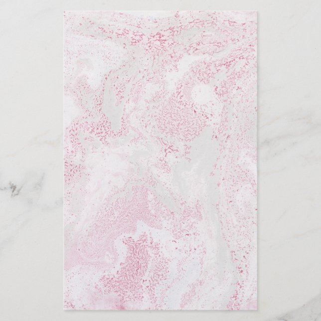 Pink and White Marble Pattern Stationery (Front)