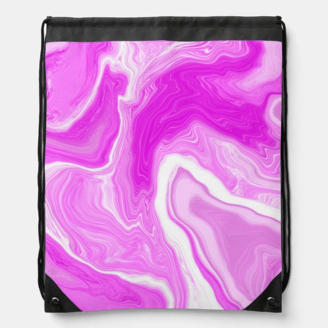 Pink and White Marble Swirls  Drawstring Bag (Front)