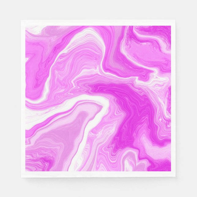 Pink and White Marble Swirls  Napkins (Front)