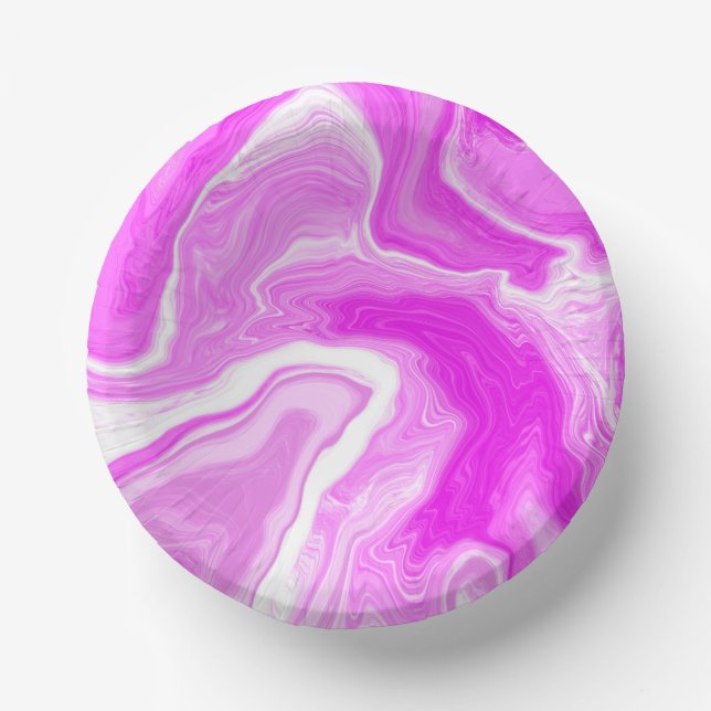 Pink and White Marble Swirls    Paper Bowls (Front)