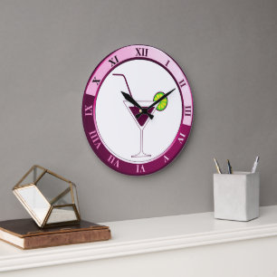 Pink and White Martini Bar Clock