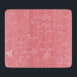 Pink and White Mathematics formulas and Graphics Cutting Board<br><div class="desc">Great mathematics personalized cutting board in pink color. The math formulas and equations are in white over the pink background. Illustrated and designed by Patricia Alvarez.</div>
