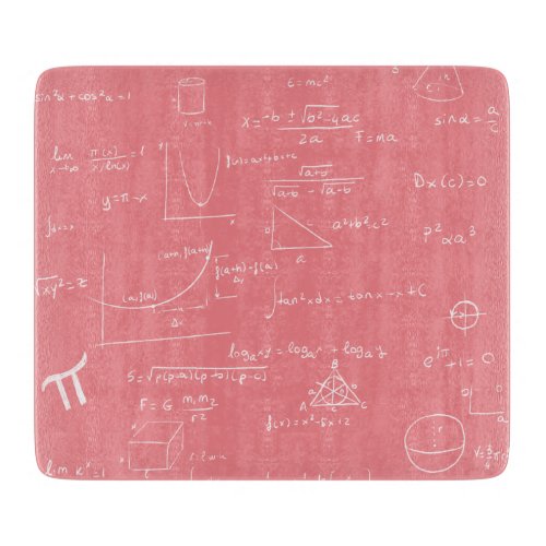 Pink and White Mathematics formulas and Graphics Cutting Board