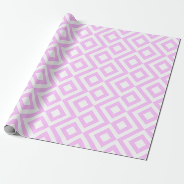 Pink and White Meander gift wrap (Unrolled)