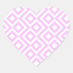 Pink and White Meander Heart Sticker