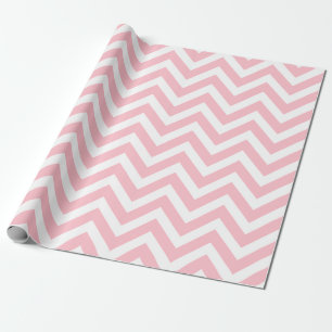 Pink and White Medium Size Chevron Stripes Wrapping Paper