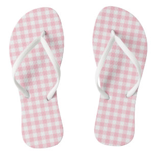 Pink and White Medium Size Gingham Checks Flip Flops