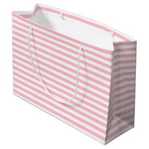 Pink and White Medium Size Horizontal Stripes Large Gift Bag