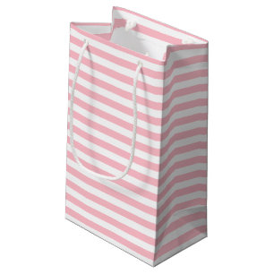 Pink and White Medium Size Horizontal Stripes Small Gift Bag