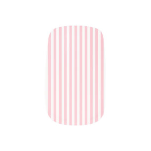 Pink and White Medium Size Vertical Stripes Minx Nail Art
