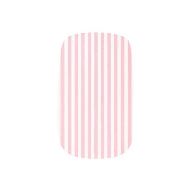 Pink and White Medium Size Vertical Stripes Minx Nail Art (Left Thumb)