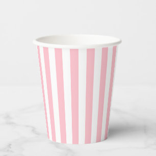 Pink and White Medium Size Vertical Stripes Paper Cups