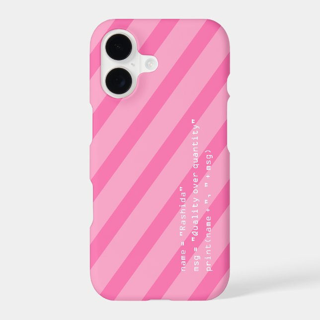 Pink and White Message in Python Code  iPhone Case (Back)