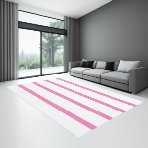 Pink and White Minimal Stripes Office Rug