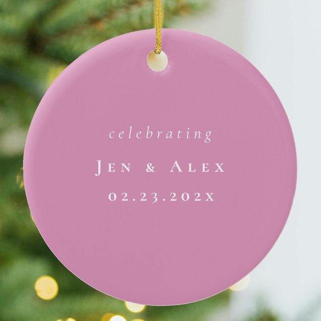 Pink and White Minimal Wedding Christmas Ornament (Creator Uploaded)