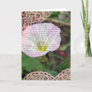 Pink and White Mixed Media Floral Blank Inside Card