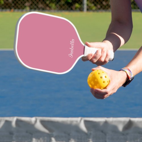 Pink and White Modern Customize Name Pickleball Paddle