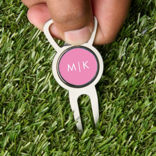 Pink and White  Modern Monogram Divot Tool