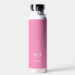 Pink and White | Modern Monogram Water Bottle<br><div class="desc">This modern water bottle design features a colorful pink background,  with your initials in bold white text for a look that is simple and stylish,  yet professional.</div>
