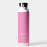Pink and White | Modern Monogram Water Bottle<br><div class="desc">This modern water bottle design features a colorful pink background,  with your initials in bold white text for a look that is simple and stylish,  yet professional.</div>