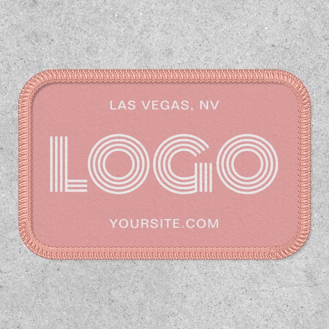 Pink and White Modern Rectangular Logo Patch (Front)