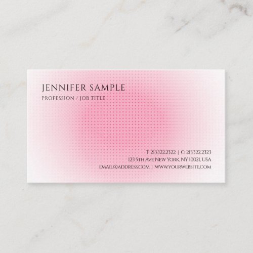 Pink And White Modern Trendy Simple Template Business Card