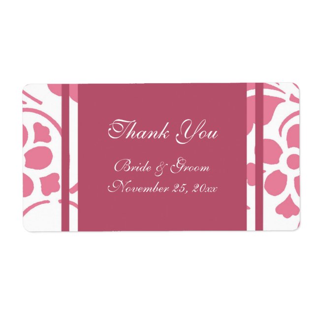 Pink and White Modern Wedding Labels (Front)