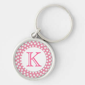 Pink and White Monogram Key Chain