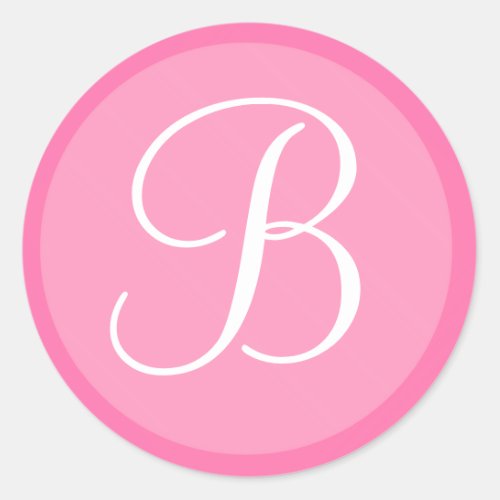 Pink and White Monogrammed Envelope Seal Sticker