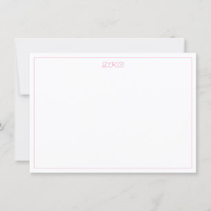 Pink and White Monogrammed Flat Invitation