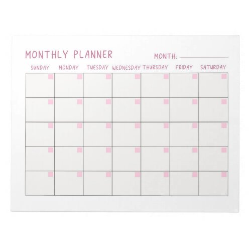 Pink And White Monthly To_do List Planner Notepad