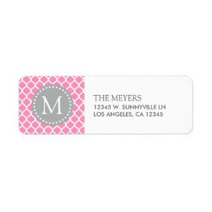 Pink and White Moroccan Pattern with Monogram Label