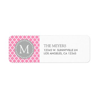 Pink And White Moroccan Pattern With Monogram Label by weddingsNthings at Zazzle