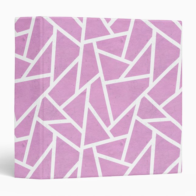 Pink and white mosaic pattern 3 ring binder (Front/Spine)