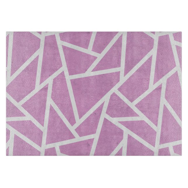 Pink and white mosaic pattern cutting board (Front)