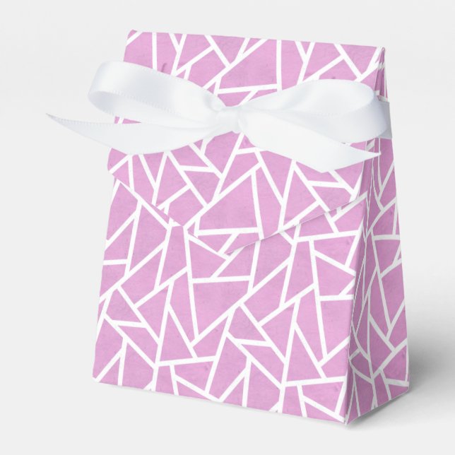 Pink and white mosaic pattern favor boxes (Front Side)