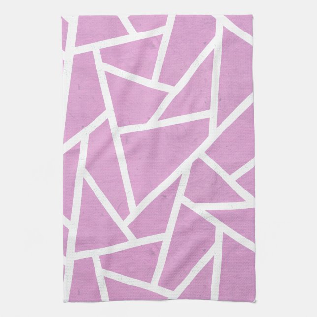 Pink and white mosaic pattern kitchen towel (Vertical)