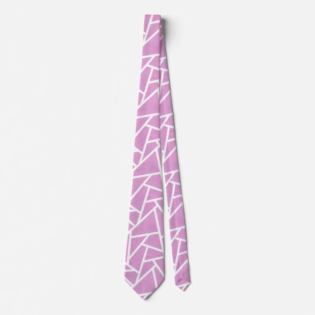 Pink and white mosaic pattern neck tie (Front)