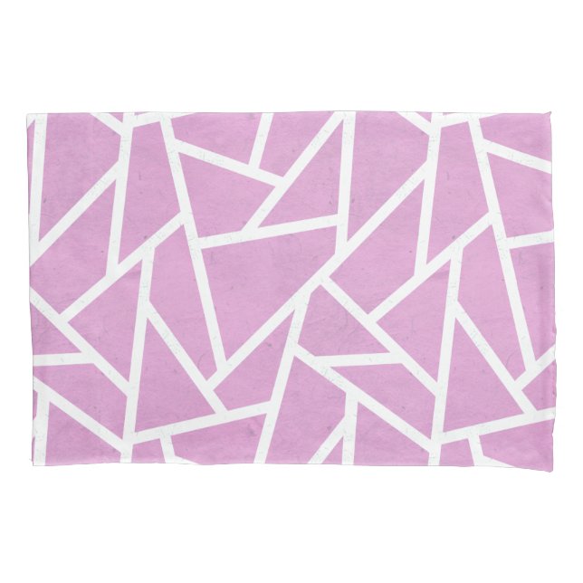 Pink and white mosaic pattern pillow case (Front)
