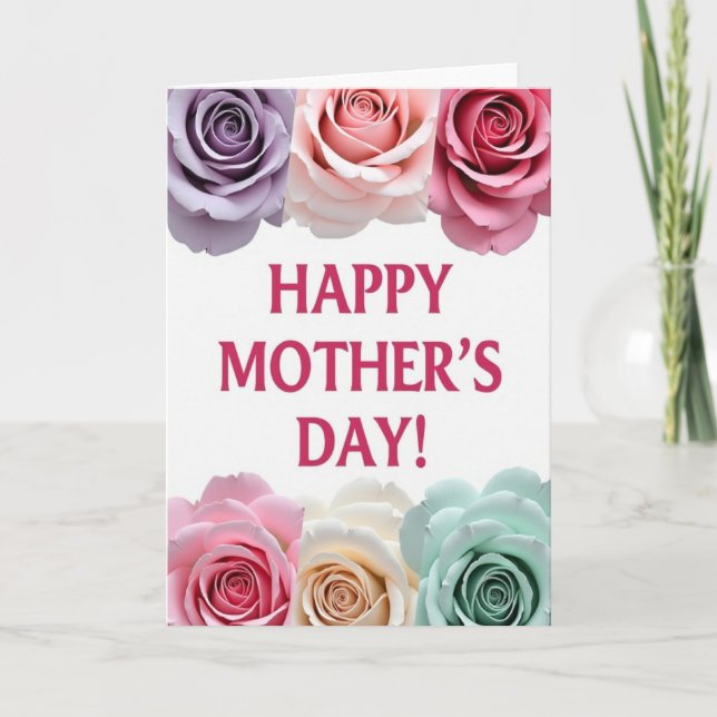 Pink And White Mothers Day Card (Front)
