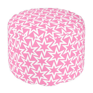 Pink And White Motif | Geometric Star Pattern Pouf