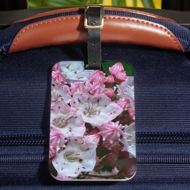 Pink and White Mountain Laurel Flowers Luggage Tag (Front Insitu 2)
